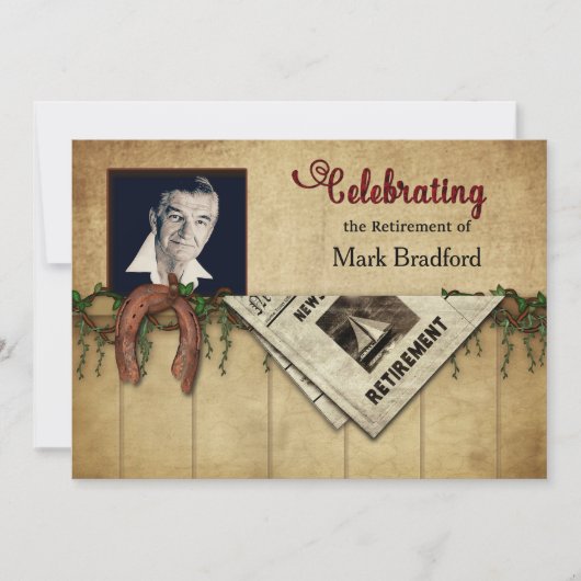 Uitnodiging van de Pensioenpartij, Foto, Hoefijzer (Voorkant)