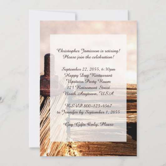 Uitnodiging van de Pensioenpartij, Funny, Schroefw (Achterkant)