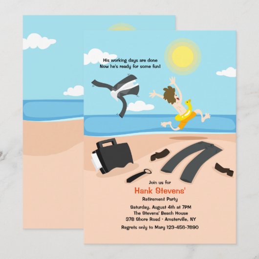 Uitnodiging van de Pensioenpartij (mannen) (Voorkant / Achterkant)