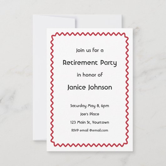 Uitnodiging van de Pensioenpartij met een grappige (Achterkant)