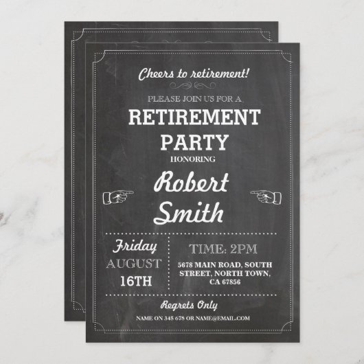 Uitnodiging van de Pensioenpartij Rustic in ruste (Voorkant / Achterkant)