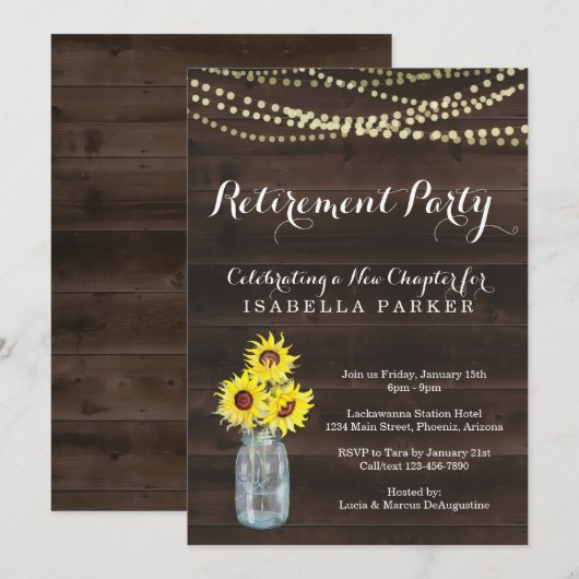 Uitnodiging van de Pensioenpartij - Rustige zonneb (Voorkant / Achterkant)