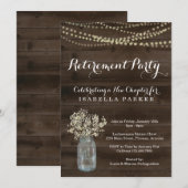 Uitnodiging van de Pensioenpartij - Rustisch hout (Voorkant / Achterkant)