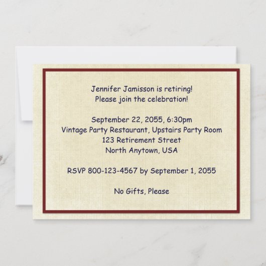 Uitnodiging van de Pensioenpartij,  schakelbord (Achterkant)