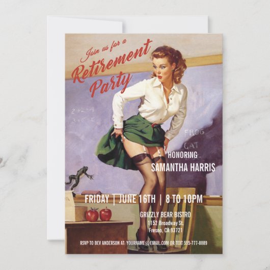 Uitnodiging van de Pensioenpartij Teacher Funny  (Voorkant)