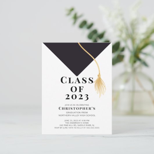 Uitnodiging van de Pet van de afstudeerder (Staand voorkant)