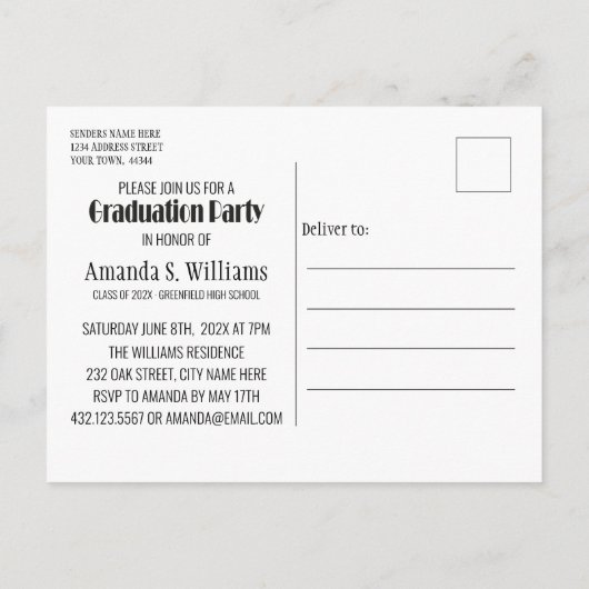 Uitnodiging van de Pet van de afstudeerder (Achterkant)