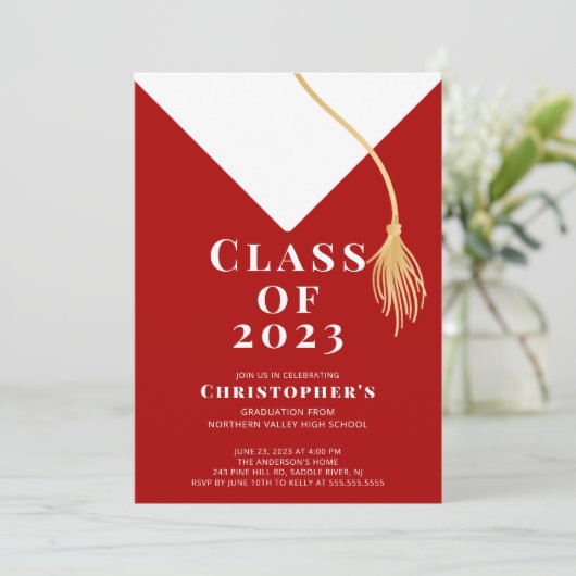 Uitnodiging van de Pet van de afstudeerder (Staand voorkant)