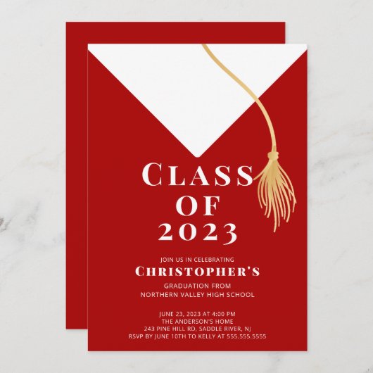 Uitnodiging van de Pet van de afstudeerder (Voorkant / Achterkant)