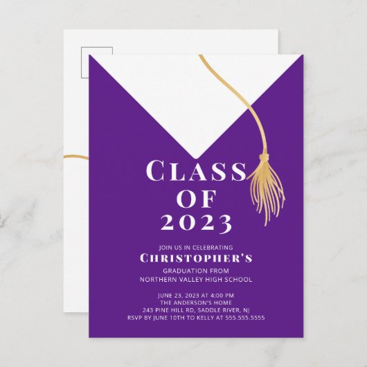 Uitnodiging van de Pet van de afstudeerder (Voorkant / Achterkant)