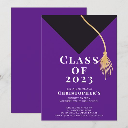 Uitnodiging van de Pet van de afstudeerder (Voorkant / Achterkant)