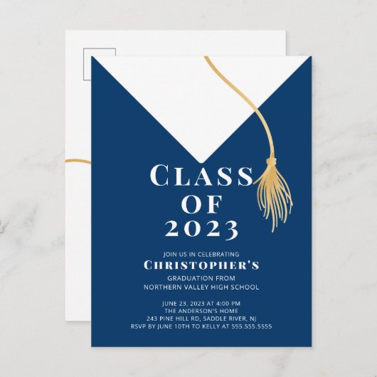 Uitnodiging van de Pet van de afstudeerder (Voorkant / Achterkant)