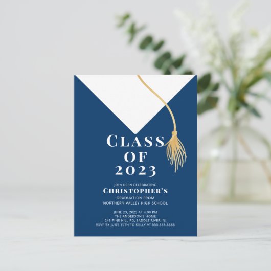 Uitnodiging van de Pet van de afstudeerder (Staand voorkant)