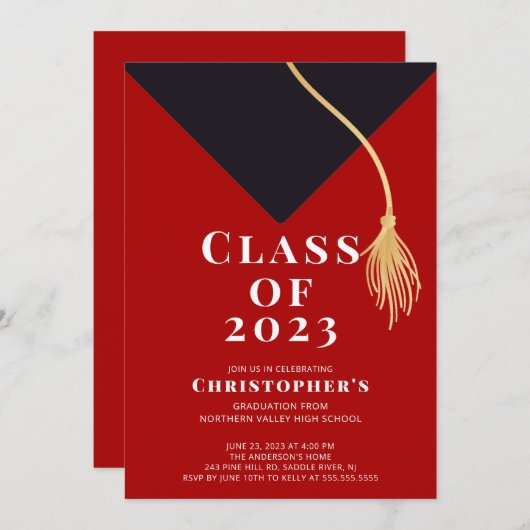 Uitnodiging van de Pet van de afstudeerder (Voorkant / Achterkant)