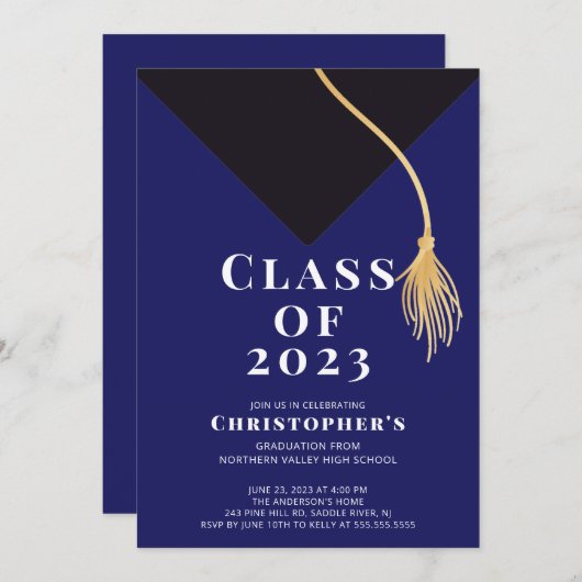 Uitnodiging van de Pet van de afstudeerder (Voorkant / Achterkant)