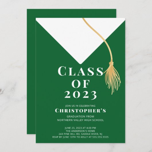 Uitnodiging van de Pet van de afstudeerder (Voorkant / Achterkant)