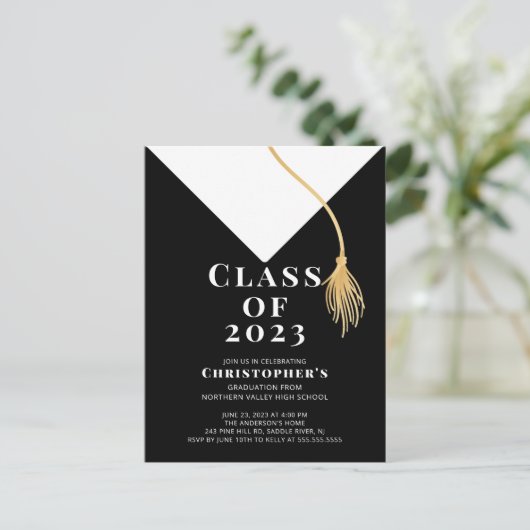 Uitnodiging van de Pet van de afstudeerder (Staand voorkant)