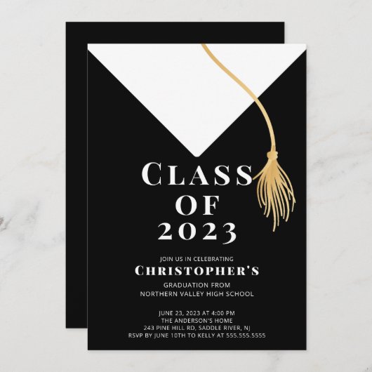 Uitnodiging van de Pet van de afstudeerder (Voorkant / Achterkant)