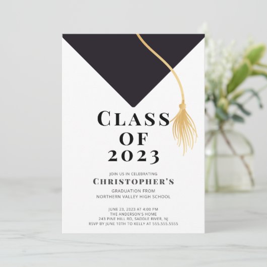 Uitnodiging van de Pet van de afstudeerder (Staand voorkant)