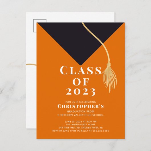 Uitnodiging van de Pet van de afstudeerder (Voorkant / Achterkant)