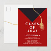 Uitnodiging van de Pet van de afstudeerder Briefkaart (Voorkant / Achterkant)