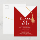 Uitnodiging van de Pet van de afstudeerder Briefkaart (Voorkant / Achterkant)