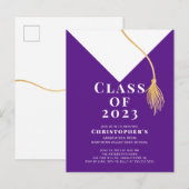 Uitnodiging van de Pet van de afstudeerder Briefkaart (Voorkant / Achterkant)