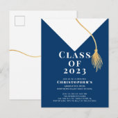 Uitnodiging van de Pet van de afstudeerder Briefkaart (Voorkant / Achterkant)