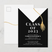 Uitnodiging van de Pet van de afstudeerder Briefkaart (Voorkant / Achterkant)