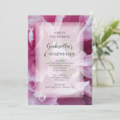 uitnodiging van de Pink Peony Flower Quinceanera P (Staand voorkant)