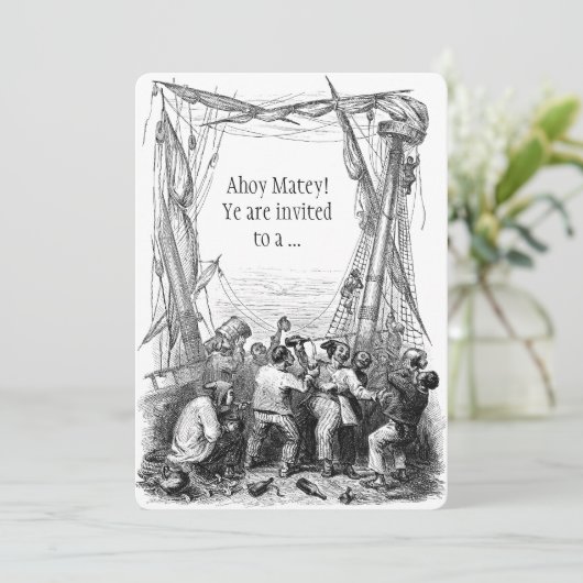  uitnodiging van de Pirate Buccaneer Birthday (Staand voorkant)