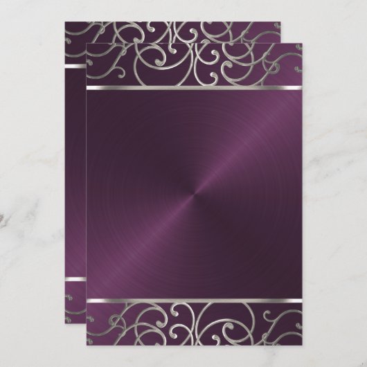 Uitnodiging van de Plum and Silver Holiday Party (Voorkant / Achterkant)