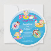 Uitnodiging van de Pool Birthday Party van Cute Ki (Voorkant)