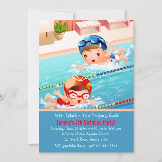 Uitnodiging van de Pool van de Zwemmen (Voorkant)