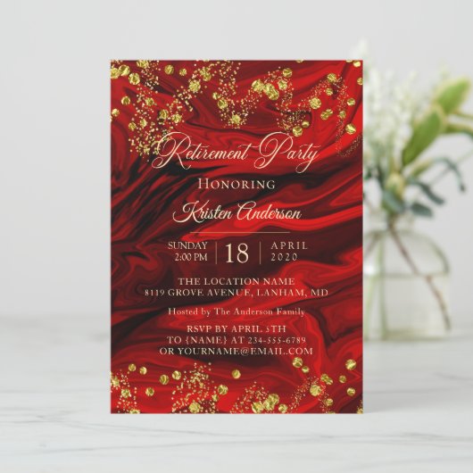 Uitnodiging van de prachtige Marble Red Retirement (Staand voorkant)