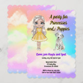 Uitnodiging van de Princesses en Puppies (Voorkant / Achterkant)