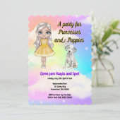 Uitnodiging van de Princesses en Puppies (Staand voorkant)