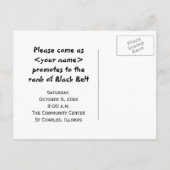 Uitnodiging van de Promotietest van de Zwarte Belt Briefkaart (Achterkant)
