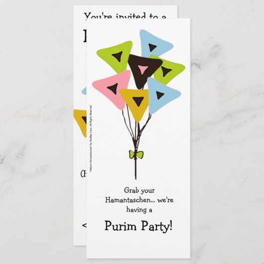 Uitnodiging van de Purim Party Helium Hamantaschen (Voorkant / Achterkant)