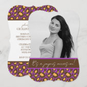 Uitnodiging van de Quinceanera-partij (Paars) (Voorkant / Achterkant)