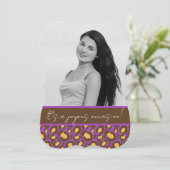 Uitnodiging van de Quinceanera-partij (Paars) (Staand voorkant)