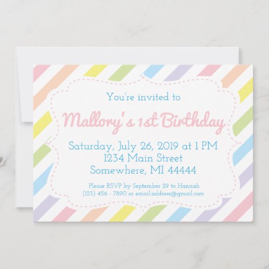 Uitnodiging van de Rainbow Birthday (Voorkant)