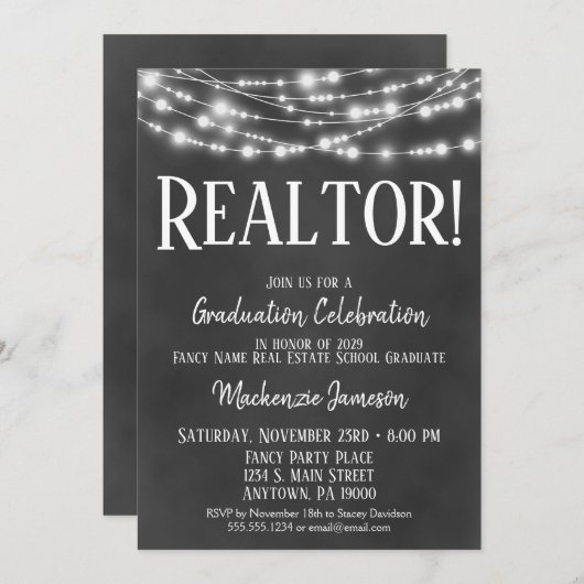 Uitnodiging van de Realtor Graduation Party van Ch (Voorkant / Achterkant)