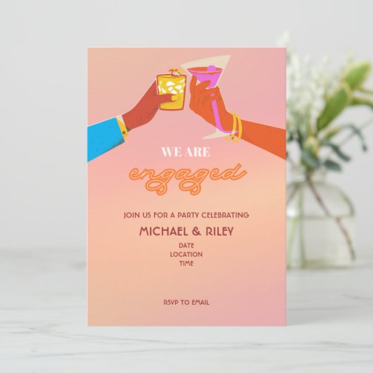 Uitnodiging van de Retro Engagement Party (Staand voorkant)