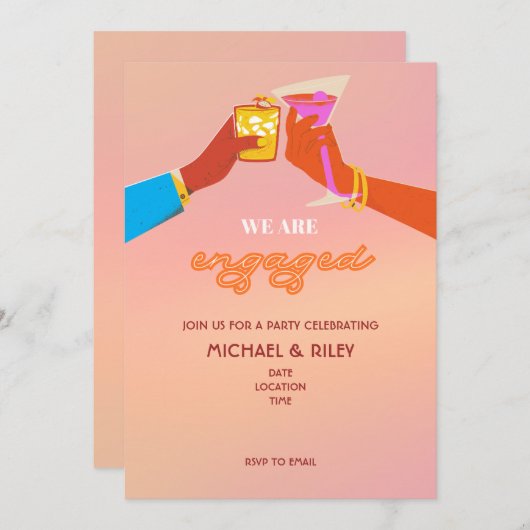 Uitnodiging van de Retro Engagement Party (Voorkant / Achterkant)