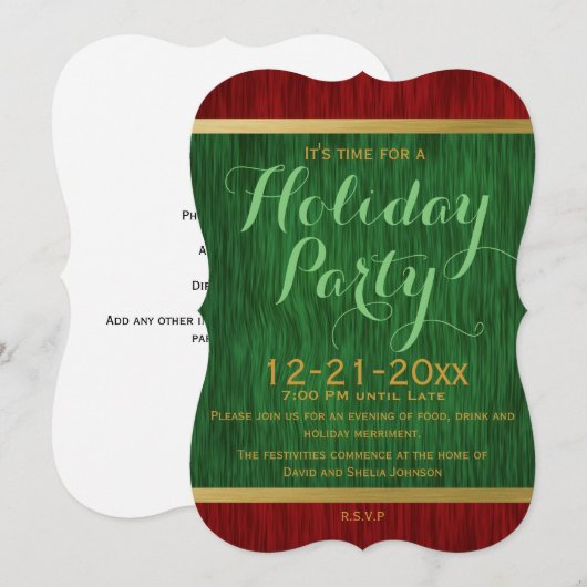Uitnodiging van de Rode en Groene Elegant Vakantie (Voorkant / Achterkant)