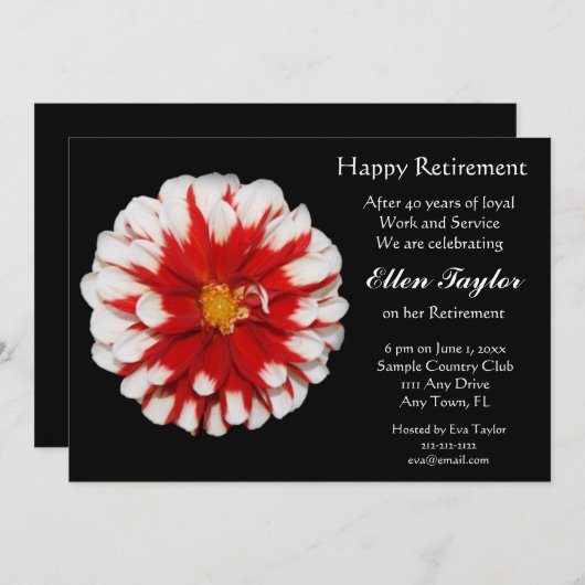 Uitnodiging van de rode en witte Floral Partij (Voorkant / Achterkant)