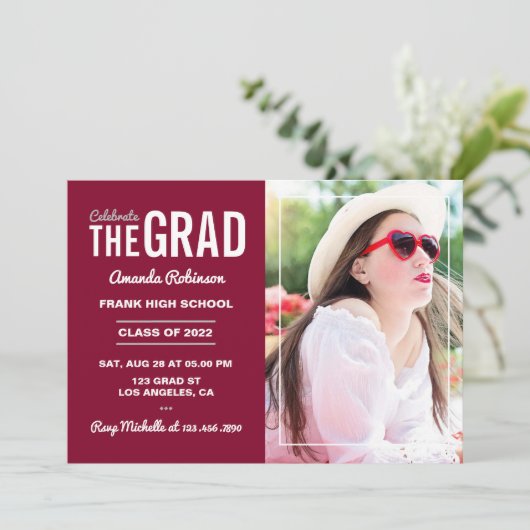 Uitnodiging van de Rode en Witte GraduPartij (Staand voorkant)