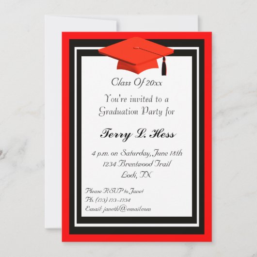 Uitnodiging van de Rode en Zwarte GraduPartij (Voorkant)