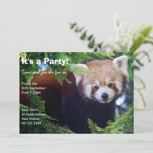 uitnodiging van de Rode Panda-partij (Staand voorkant)